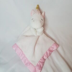 Carter's 14" Unicorn Pink White Satin Plush Lovey Security Blanket‎